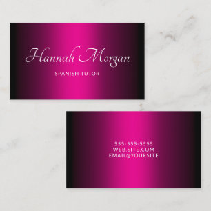 Carte De Visite Noir Rose Chaud Ombre Élégant Script