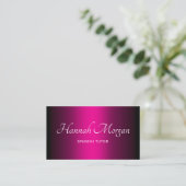 Carte De Visite Noir Rose Chaud Ombre Élégant Script (Debout devant)
