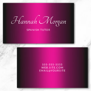 Carte De Visite Noir Rose Chaud Ombre Élégant Script