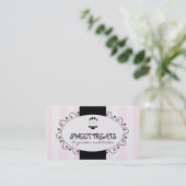 Carte de visite noir rose de boulangerie de gâteau (Debout devant)