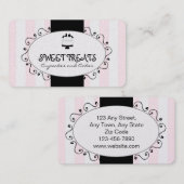 Carte de visite noir rose de boulangerie de gâteau (Devant / Derrière)