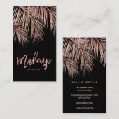 Carte De Visite Noir rose de feuille de palmier d'or de (Devant / Derrière)