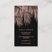 Carte De Visite Noir rose de feuille de palmier d'or de (Dos)