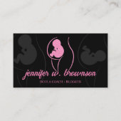 Carte De Visite Noir rose Doula naissance Enceinte Or Bébé Nouveau (Devant)