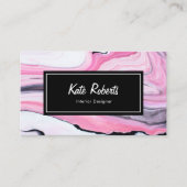 carte de visite noir rose marbre| créatifs (Devant)