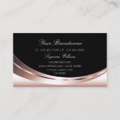 Carte De Visite Noir Rose moderne en or avec logo Sparkly Diamond (Dos)