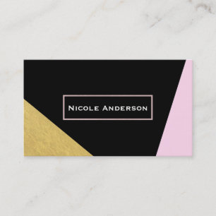 Carte De Visite Noir rose & Or Moderne Chic tendance