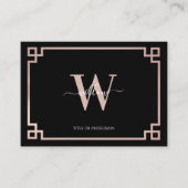 Carte De Visite Noir & Rose Or rose Grec Clé Médias sociaux (Devant)