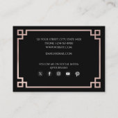 Carte De Visite Noir & Rose Or rose Grec Clé Médias sociaux (Dos)