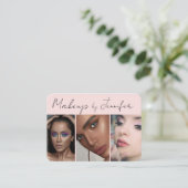 Carte De Visite Noir rose vif Script 3 maquillage photo (Debout devant)