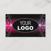 Carte De Visite Noir rose violet Orné Diamètre d'étincelle Ajouter (Devant)