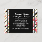 Carte De Visite Noir rouge floral blanc chic d'aluminium de (Dos)