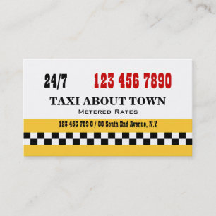 Carte De Visite Noir rouge jaune de taxi