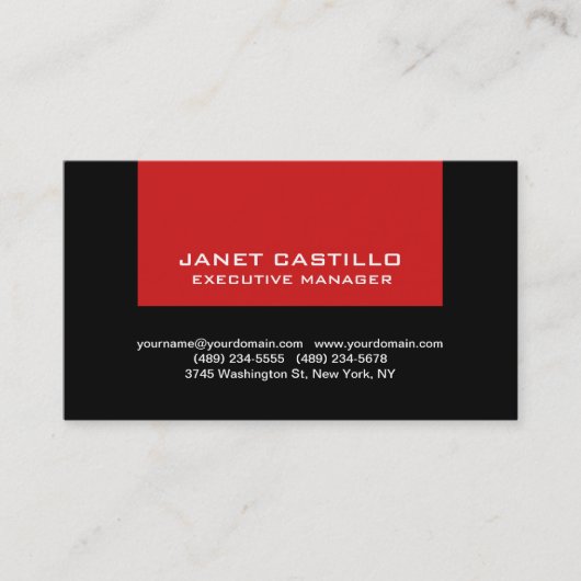 Carte De Visite Noir Rouge moderne Professionnel Simple (Devant)