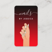 Carte De Visite Noir rouge Parties scintillant Marbre Clou Artiste (Devant)