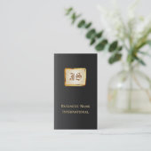 Carte de visite noir royal de monogramme d'or (Debout devant)