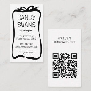 Carte De Visite Noir Ruban Bows Sweet QR Code personnalisé Fille