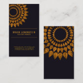 Carte De Visite Noir rustique de motif d'or de tournesol (Devant / Derrière)