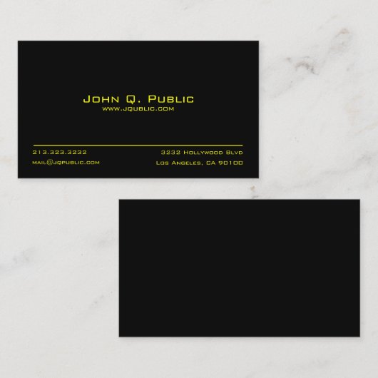 Carte De Visite Noir simple (Devant / Derrière)