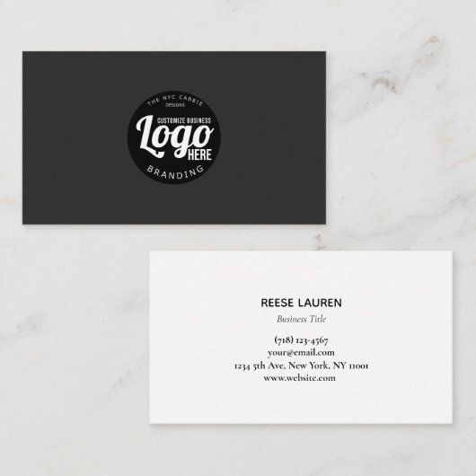 Carte de visite noir simple avec logo (Devant / Derrière)