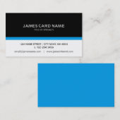 Carte De Visite Noir simple/blanc avec Blue Line (Devant / Derrière)
