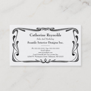 Carte De Visite Noir simple de rétro d'art déco frontière moderne