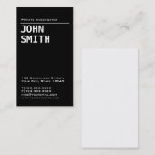Carte de visite noir simple d'investigateur (Devant / Derrière)