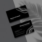 Carte De Visite Noir simple et moderne avec Accent Argent