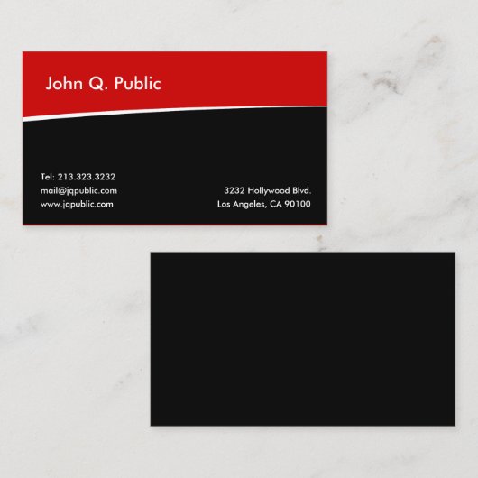 Carte De Visite Noir simple et rouge (Devant / Derrière)