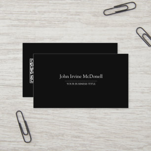 Carte de visite noir simple et simple avec code QR