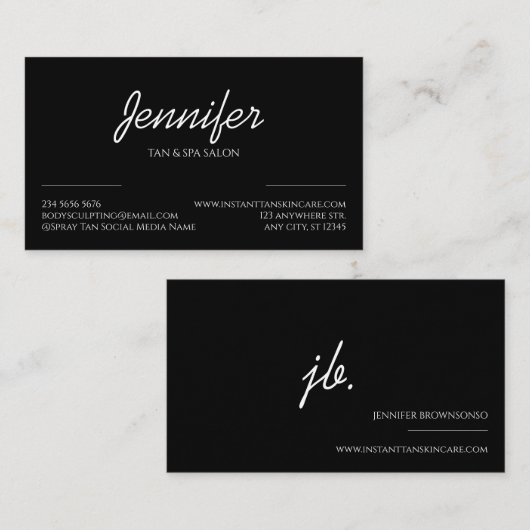 Carte De Visite Noir simple forme propre Logo Moderniste (Devant / Derrière)