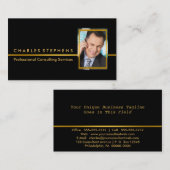 Carte De Visite Noir simple | Gold Professional Consulting Photo (Devant / Derrière)