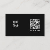 Carte De Visite Noir simple logo d'entreprise Code QR (Devant)