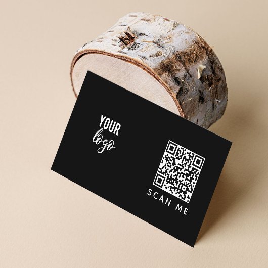 Carte De Visite Noir simple logo d'entreprise Code QR