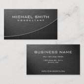 Carte De Visite Noir simple moderne professionnel élégant en métal (Devant / Derrière)