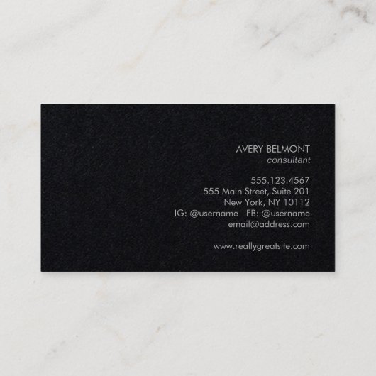 Carte De Visite Noir simple professionnel moderne (Dos)