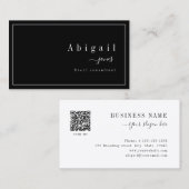 Carte De Visite Noir Simple Script Moderne Luxe Professionnel (Devant / Derrière)