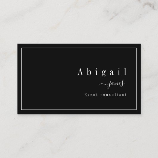 Carte De Visite Noir Simple Script Moderne Luxe Professionnel (Devant)