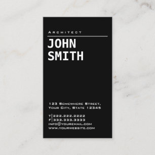 Carte De Visite Noir simple simple d'architecte