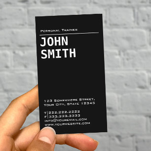 Carte de visite noir simple simple d'entraîneur
