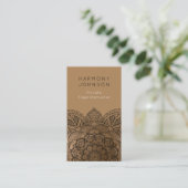 Carte De Visite Noir sophistiqué sur l'or Mandala Yoga (Debout devant)