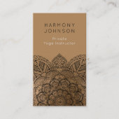 Carte De Visite Noir sophistiqué sur l'or Mandala Yoga (Devant)