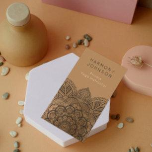 Carte De Visite Noir sophistiqué sur l'or Mandala Yoga