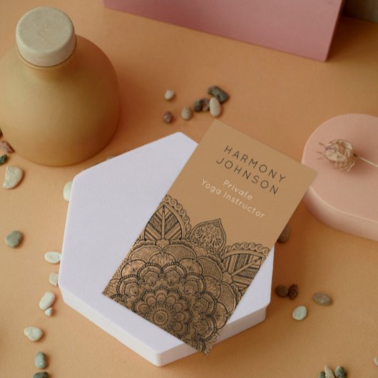 Carte De Visite Noir sophistiqué sur l'or Mandala Yoga