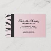 Carte De Visite Noir sur les rayures rose-clair de zèbre (Dos)