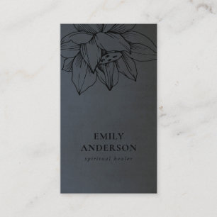 CARTE DE VISITE NOIR SUR LOTUS NOIR SIMPLE REIKI SPIRITUEL HEALER