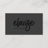 Carte De Visite Noir sur Noir Moderne Brush Script Beauté Business (Devant)