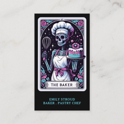 Carte de visite noir Tarot Baker (Devant)