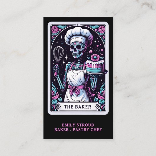 Carte de visite noir Tarot Baker (Devant)