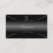 Carte De Visite Noir très élégant avec bordure en argent et monogr (Devant)